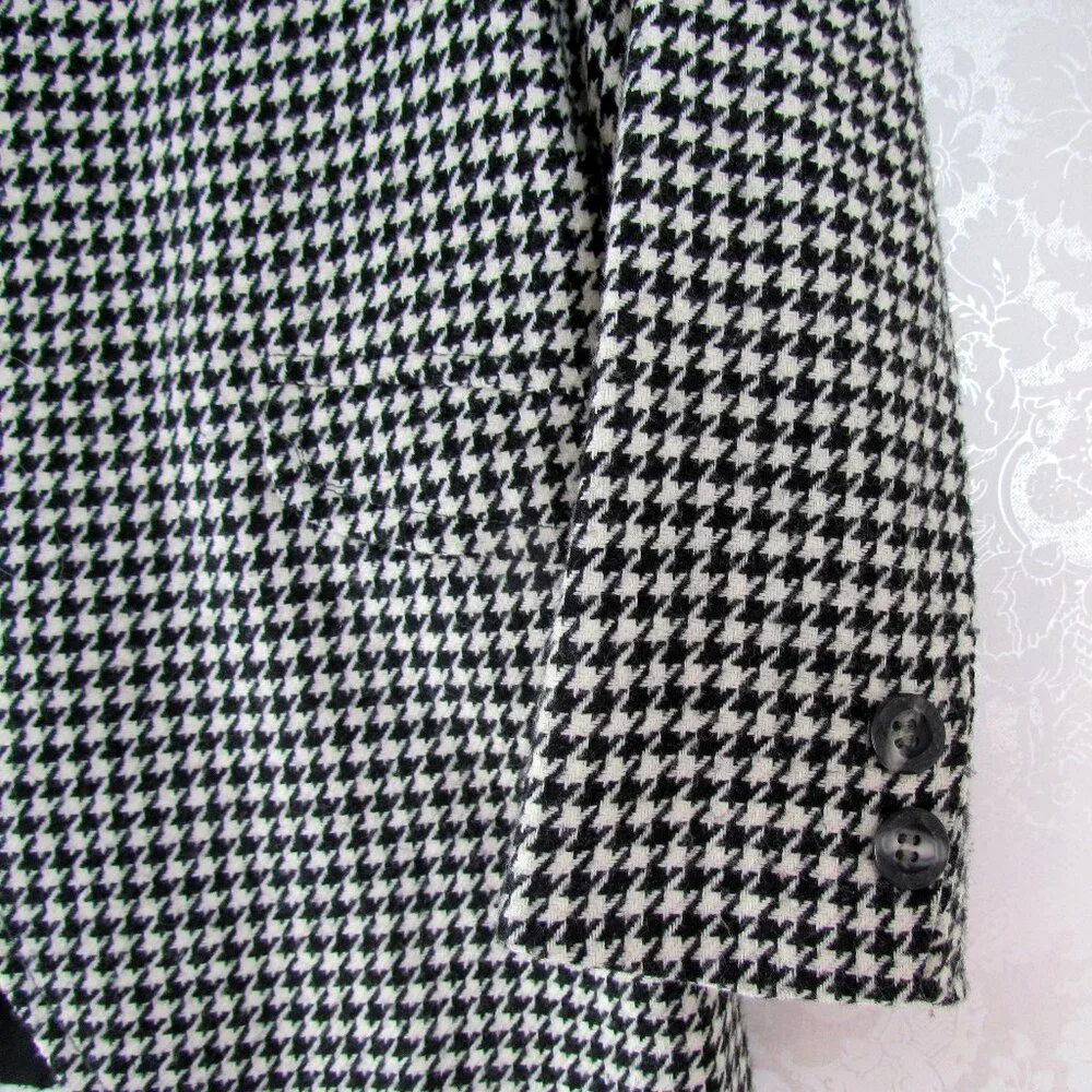 BOY'S WOOL BLAZER, 10-12 MED, BLACK & WHITE HOUNDSTOOTH CHECK, LINED, POCKETS